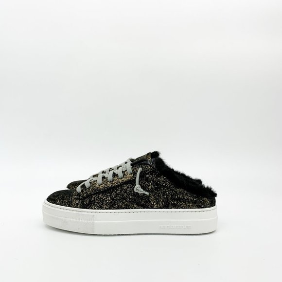 P448 Clara Metallic Faux Fur Platform Sneakers - Picture 5 of 9